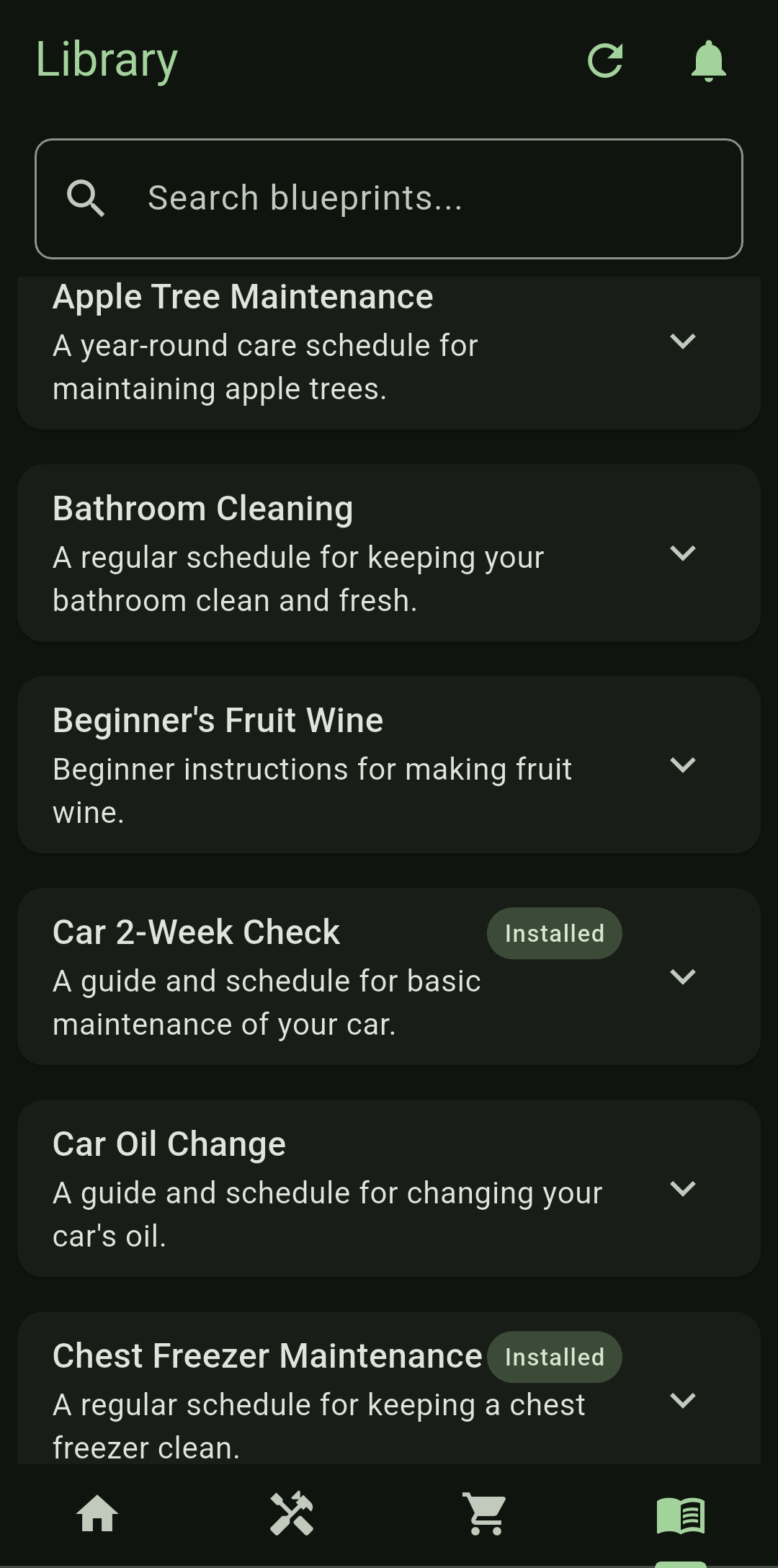 Sovernus blueprint library screen